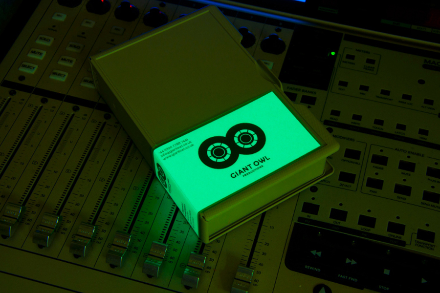 Glow-in-the-dark tape label by Alphabetical for independent production company Giant Owl