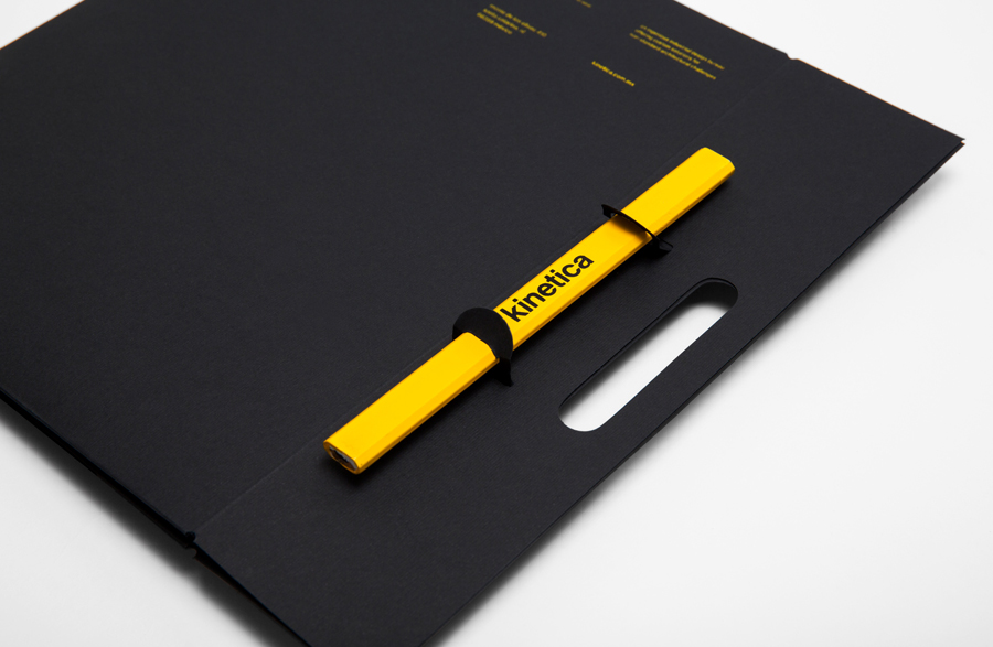 Logotype and folder designed by Face for industrial design studio Kinetica