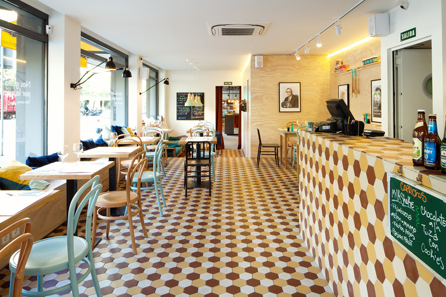 Interior designed by Mucho for Barcelona based Deli restaurant and all day cafe La Florentina
