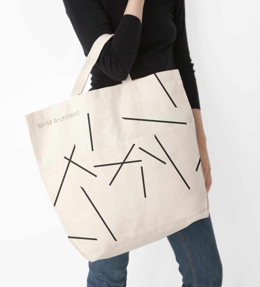 Logo and tote bag for MHM Architects designed by 26 Lettres