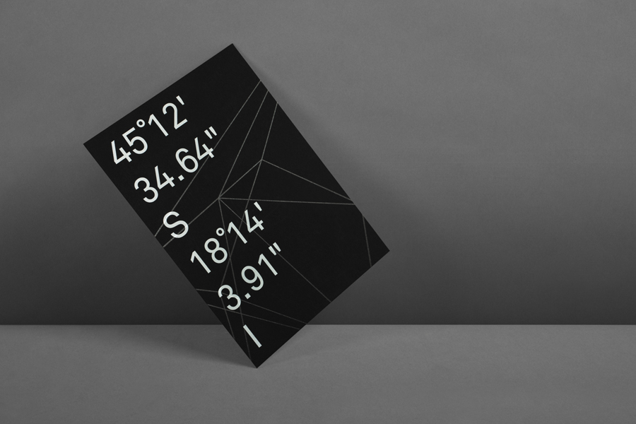 Print with white ink on black board for structural engineering firm Nosive Strukture designed by Bunch