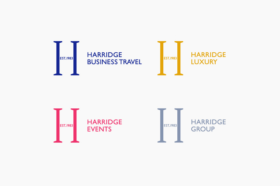 Logo design by Igloo for corporate travel company Harridge Group