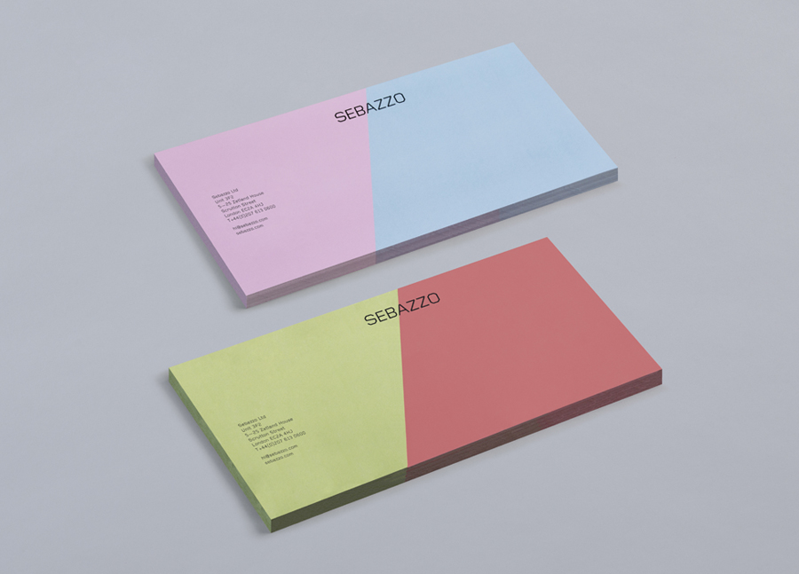 Logo and compliment slip with full colour detail designed by Bunch for digital design studio Sebazzo