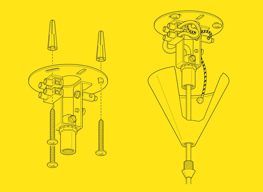 Technical illustrations for lighting design and manufacturer Terence Woodgate designed by Charlie Smith Design