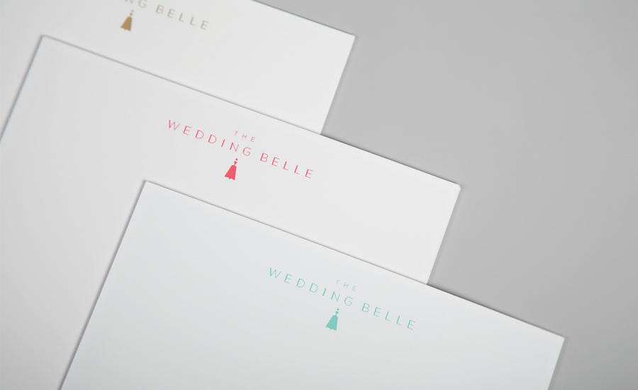 Logo and print with pastel colour and gold foil detail designed by Ghost for wedding planner The Wedding Belle
