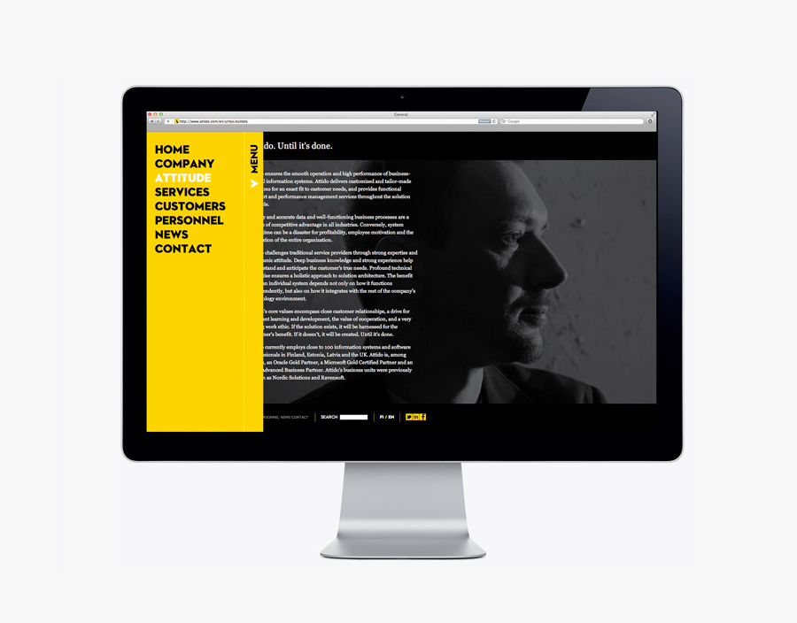 Website designed by Bond for Finnish information system development and optimisation company Attido