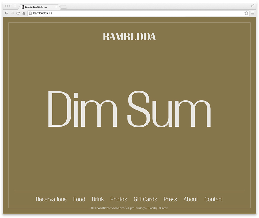 Logotype and website designed by Post Projects for Vancover-based Chinese restaurant Bambudda