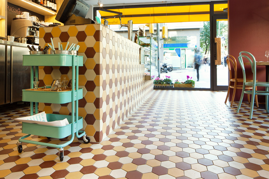 Interior designed by Mucho for Barcelona based Deli restaurant and all day cafe La Florentina