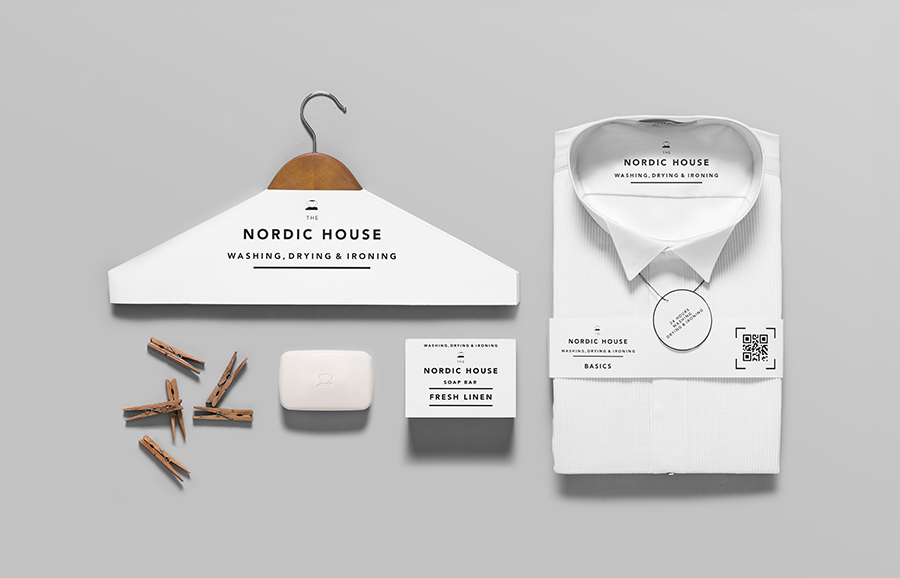 Logo and print designed by Anagrama for dry cleaning shop Nordic House