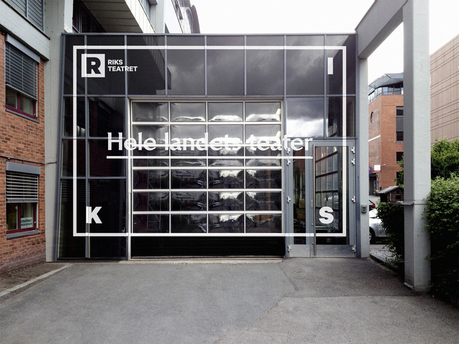 Logo and window decal designed by Bleed for Norway's national touring theatre Riksteatret