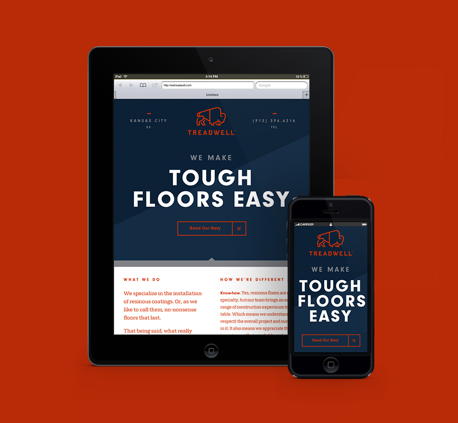 Logo and website designed by Perky Bros for floor specialist Treadwell