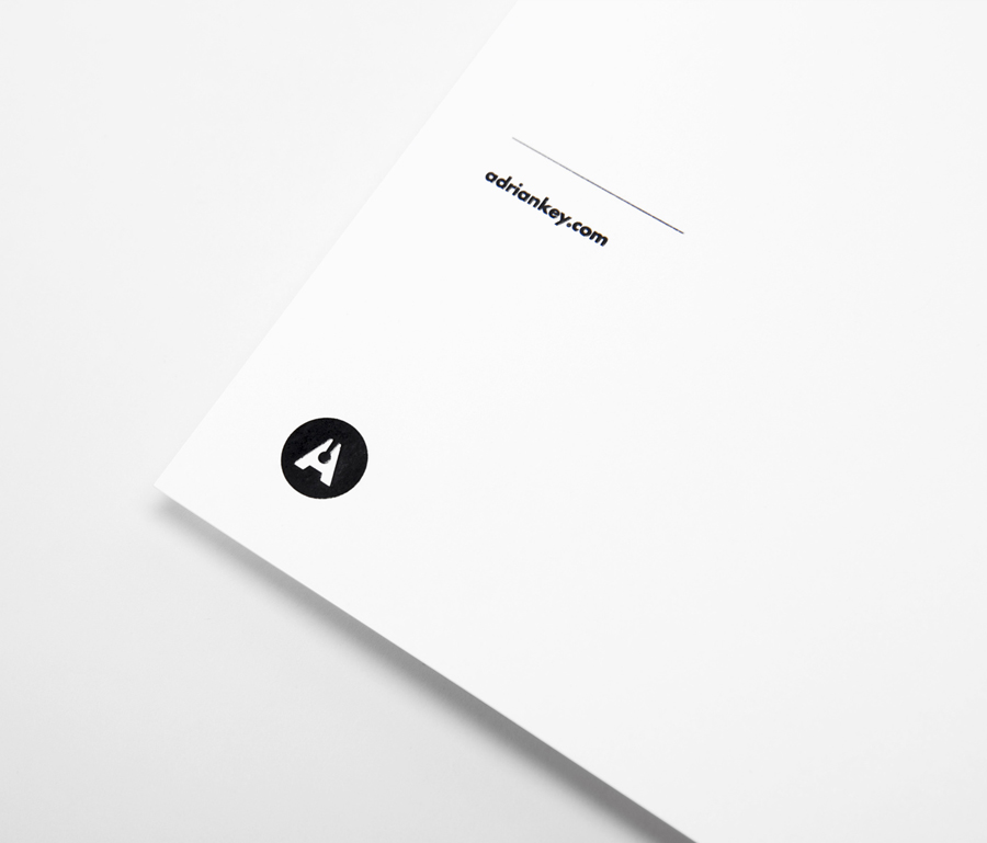 Logo and letterhead with thermographic ink detail designed by Face Creative for MX architecture firm and architect Adrián Key