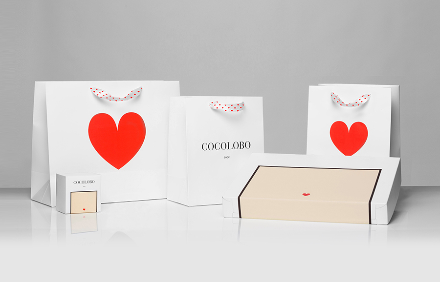 Serif logotype and packaging designed by Anagrama for high-end shopping boutique Cocolobo