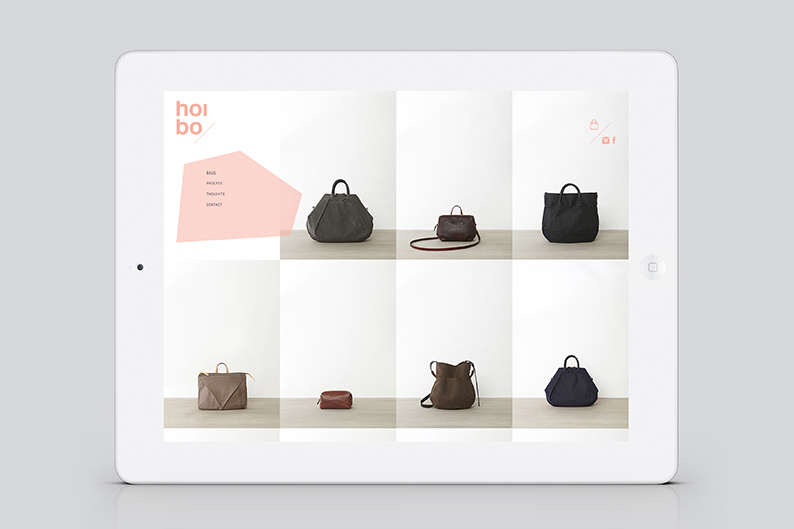 Website designed by Blok for luxury bag, clothing and accessories brand Hoi Bo