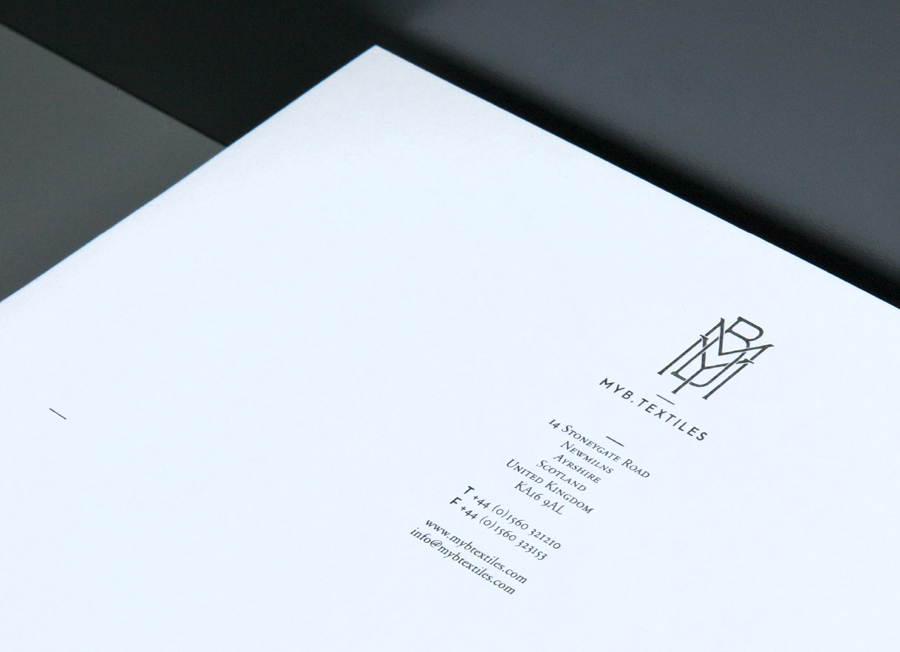 Logo and headed paper designed by Graphical House for Ayrshire based lace manufacturer MYB Textiles 