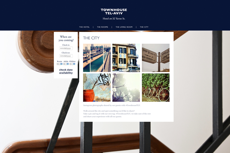 Website for Tel Aviv hotel Townhouse designed by Koniak