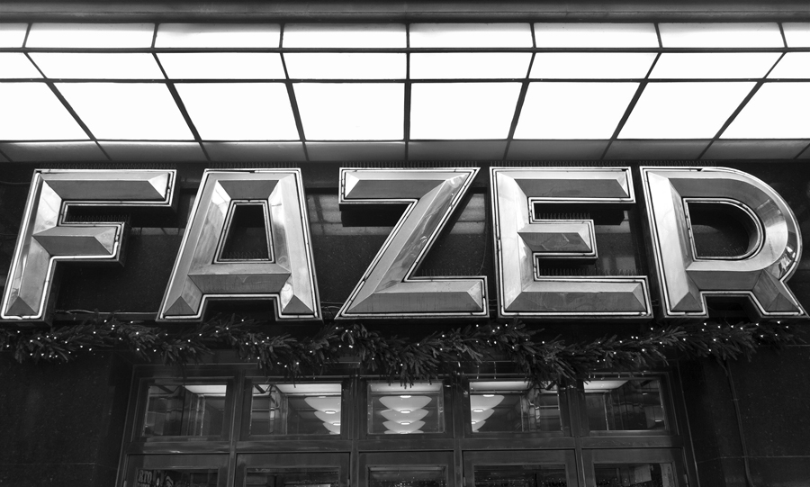 Original Fazer Cafe logotype and signage