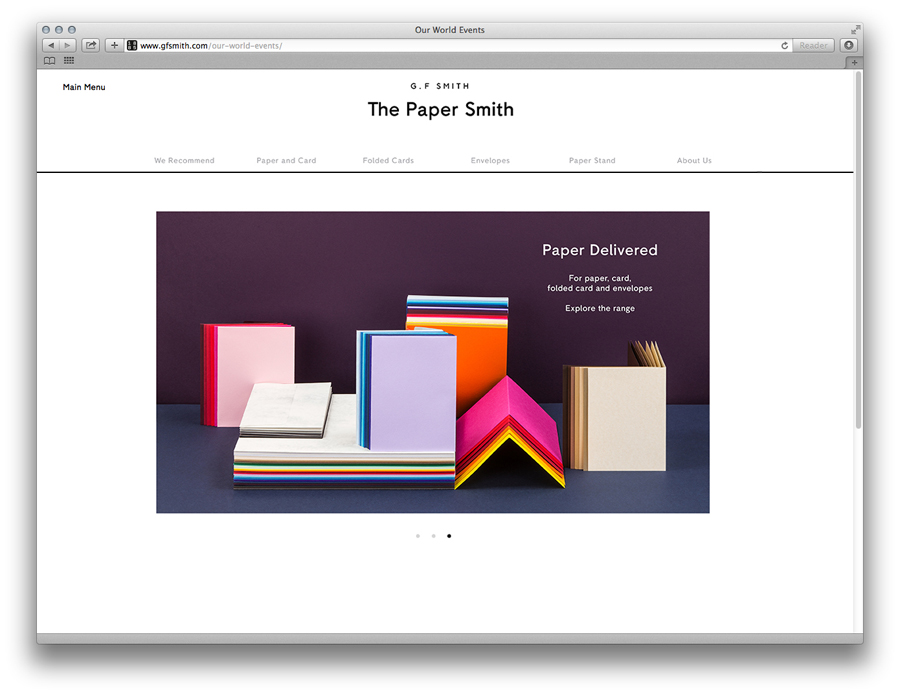 Website designed by Made Thought for British paper merchant G . F Smith