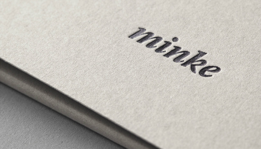 Debossed logo by Atipo for Spanish print production studio Minke