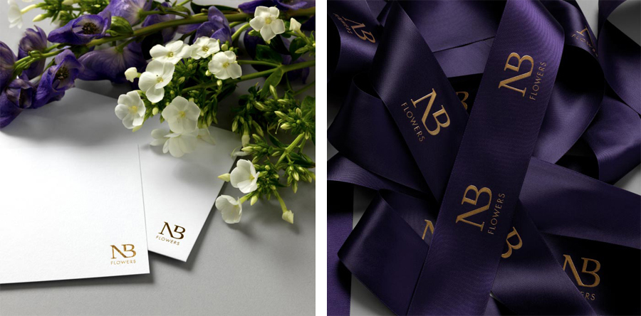 Logo and note card design for florist NB Flowers by Karoshi