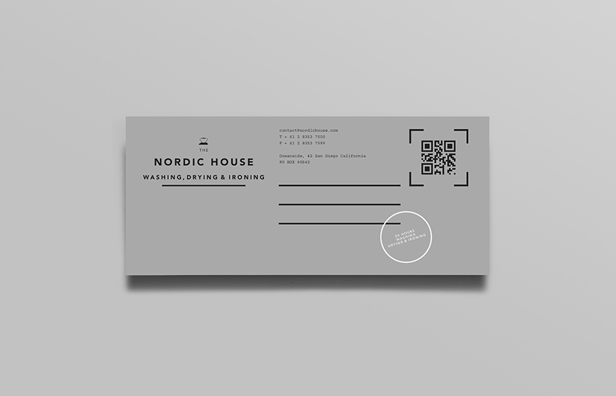 Logo and print designed by Anagrama for dry cleaning shop Nordic House