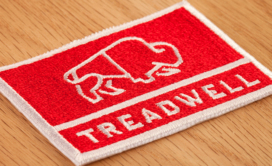 Logo as a stitched badge designed by Perky Bros for floor specialist Treadwell