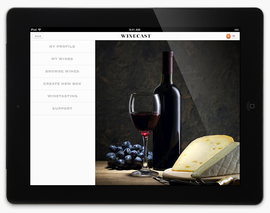 Logo and mobile website designed by Anagrama for online wine-tasting, curation and delivery service Winecast