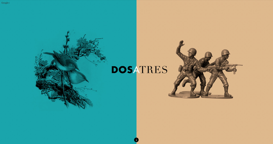 Website with contrasting imagery designed by Comite for business and brand communication consultancy Dosatres