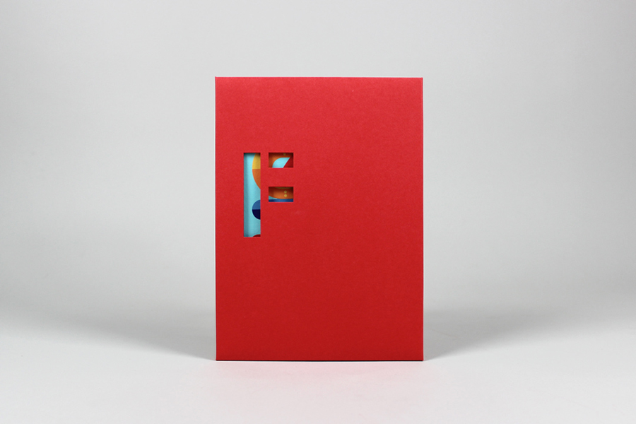 Folder with die cut logo detail created by digital design and branding agency Fieldwork