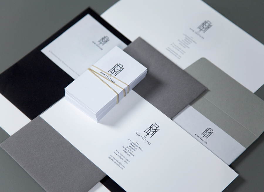 Logo and stationery designed by Graphical House for Ayrshire based lace manufacturer MYB Textiles 