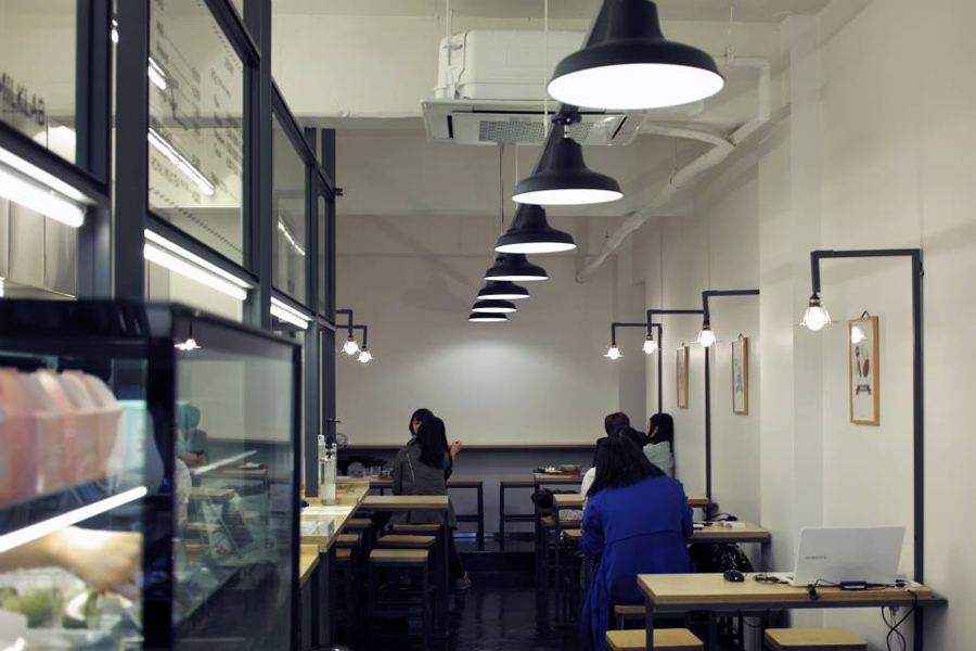 Interior space designed by FHHH Friends for South Korean dessert restaurant Milk Lab