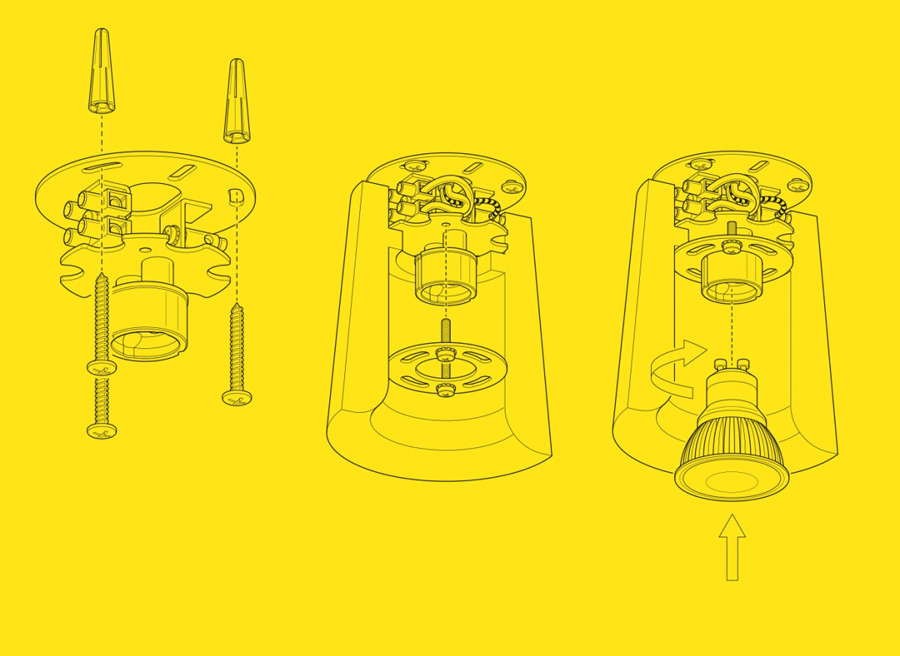 Technical illustrations for lighting design and manufacturer Terence Woodgate designed by Charlie Smith Design