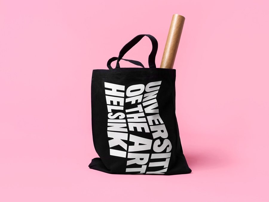 Screen printed tote bag designed by Bond for the University of the Arts Helsinki