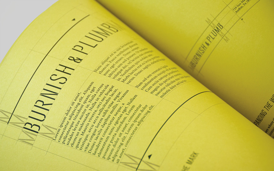 Brand guidelines created by FÖDA for Austin based construction firm Burnish & Plumb