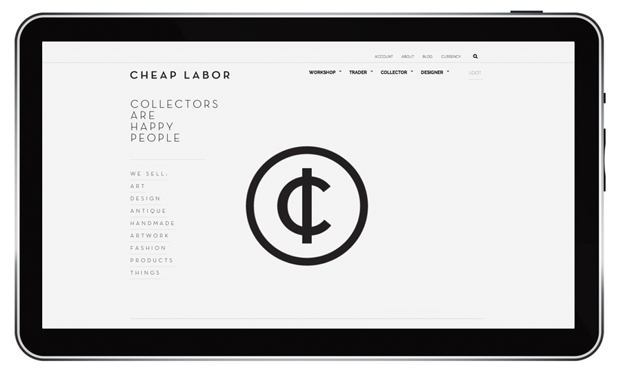 Logo and e-commerce website for craft retail site Cheap Labor designed by Sciencewerk