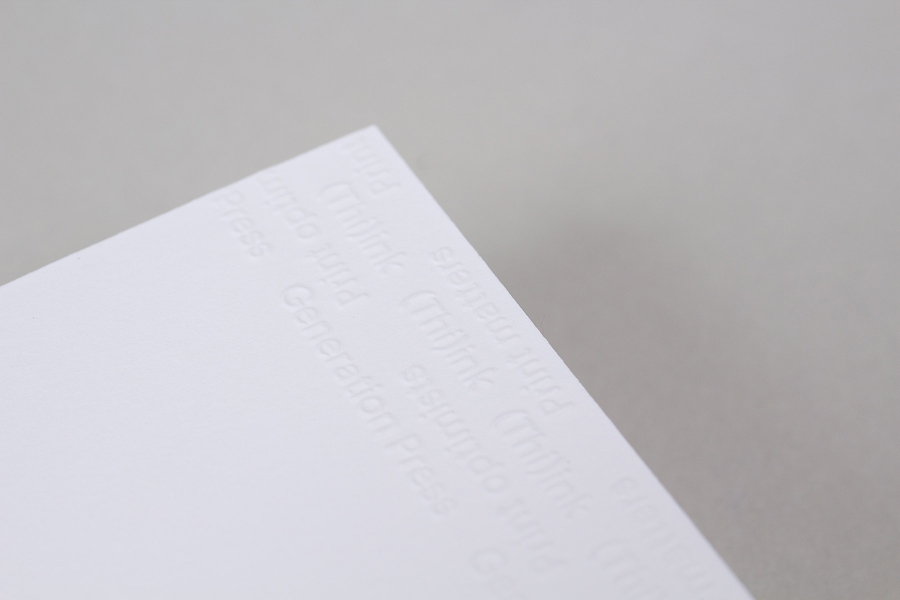 Print with a blind emboss detail for print production company Generation Press designed by Build