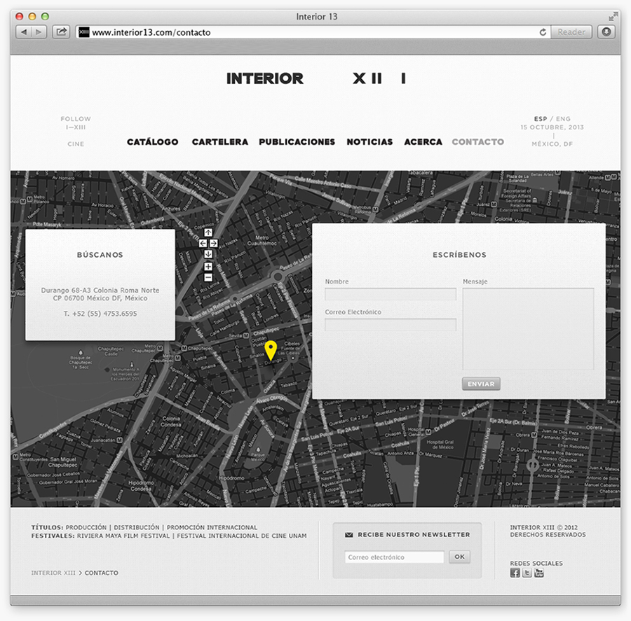 Logo and website designed by Anagrama for Interior 13, a distributor of auteur films and promoter of independent cinema