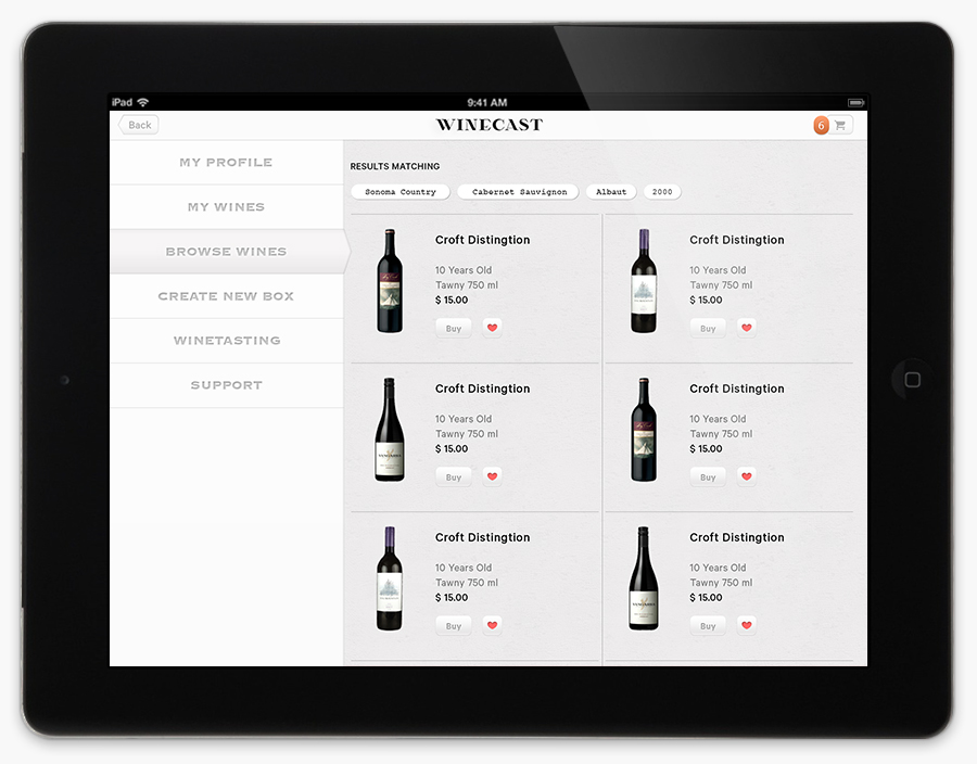 Logo and mobile website designed by Anagrama for online wine-tasting, curation and delivery service Winecast
