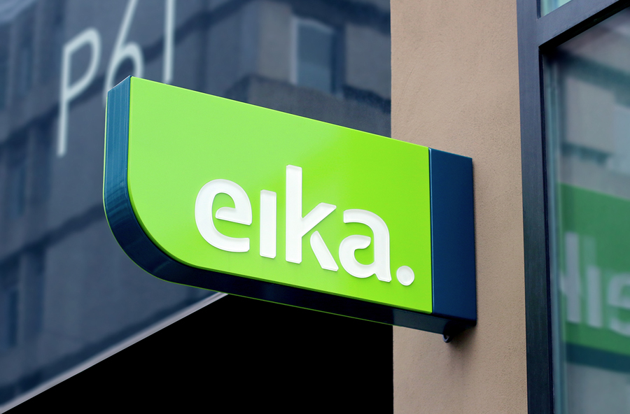 Signage and logo designed by Mission for local bank alliance Eika