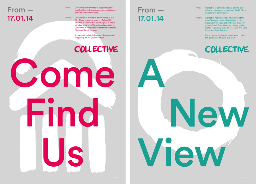 Brand identity and posters designed by Graphical House for contemporary visual arts organisation Collective