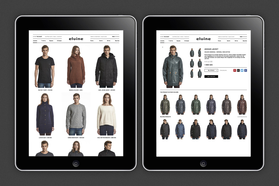 Responsive website for Swedish clothing brand Elvine designed by Lundgren+Lindqvist