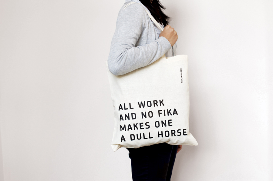 Tote bag with illustrative detail created by Designers Anonymous for London kitchen and bar Fika