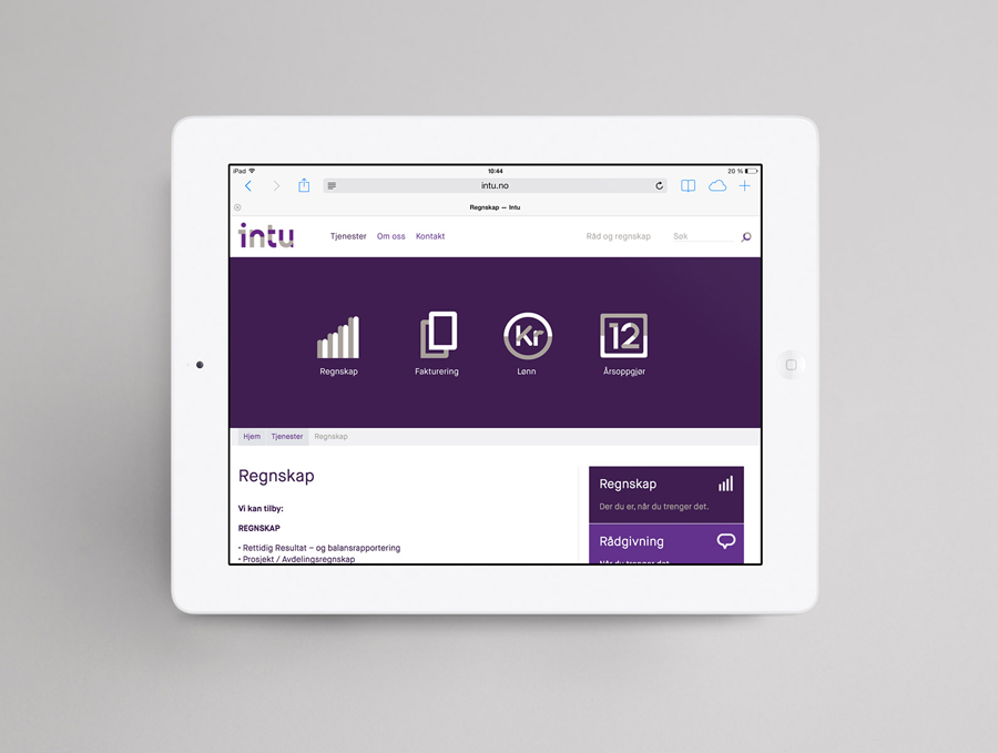 Logotype and website by Heydays for Norwegian accounting and consultant firm Intu