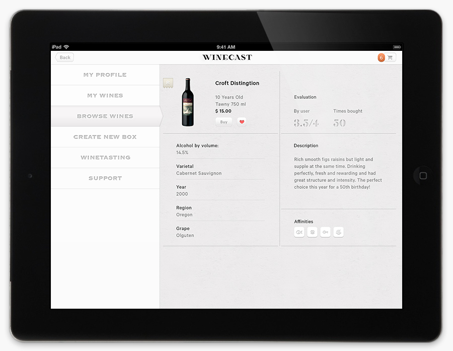 Logo and mobile website designed by Anagrama for online wine-tasting, curation and delivery service Winecast