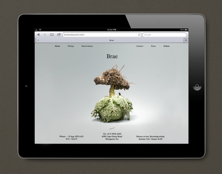 Website designed by Studio Round for restaurant Brae