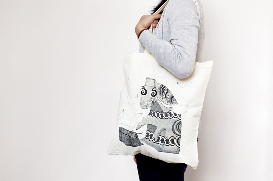 Tote bag with illustrative detail created by Designers Anonymous for London kitchen and bar Fika