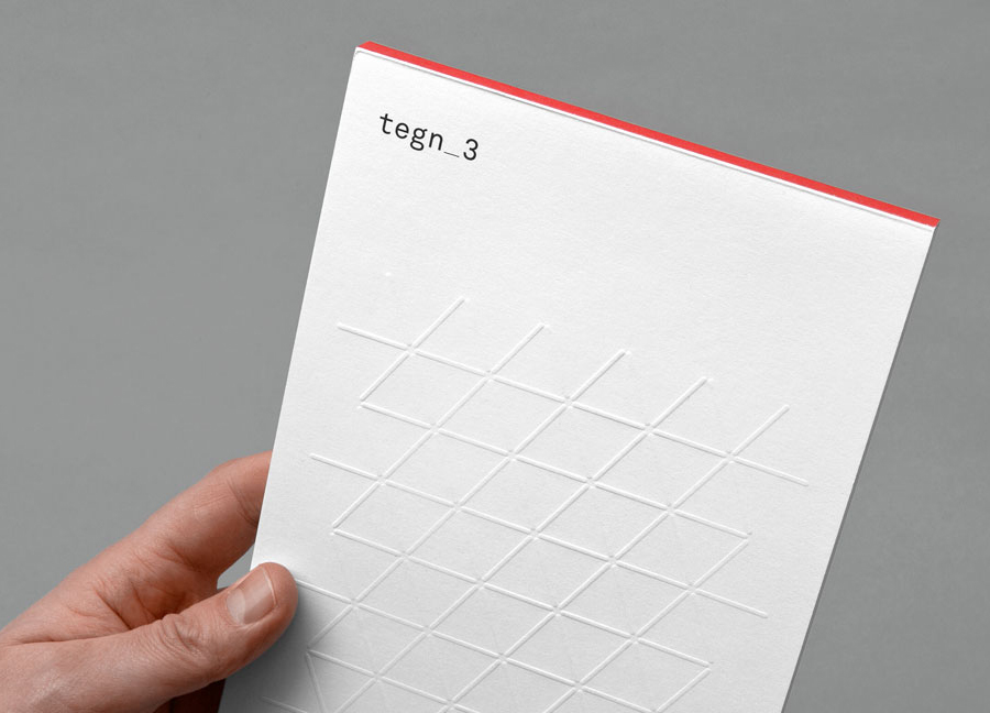 Notebook with embossed geometric detail created by Neue for Norwegian architecture studio Tegn_3