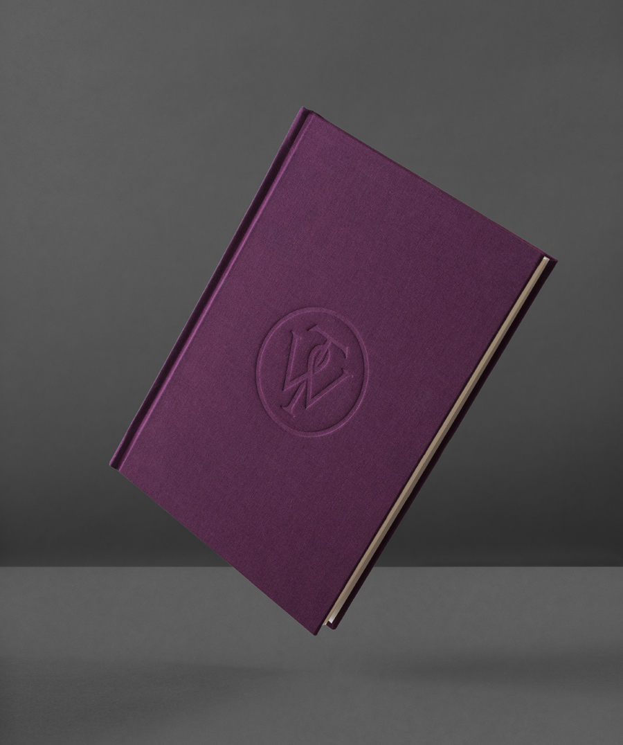 Logo and notebook with purple textile emboss cover designed by Bunch for business consultancy Willow Tree 