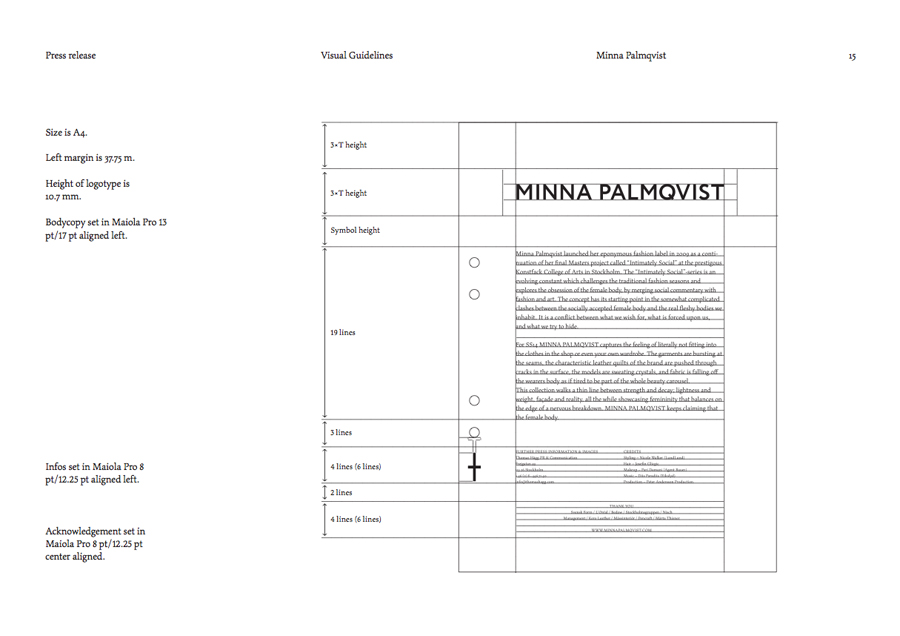 Brand guidelines created by Bedow for fashion designer and label Minna Palmqvist