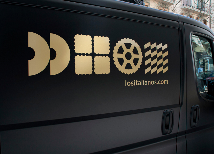 Van livery designed by Huaman for Barcelona based traditional Italian food producer Los Italianos